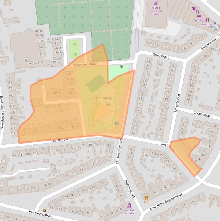 Kaart van postcodegebied 6521EH.