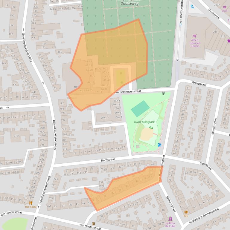 Kaart van postcodegebied 6521EN.