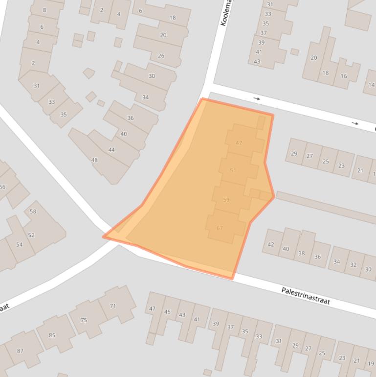 Kaart van postcodegebied 6521ES.