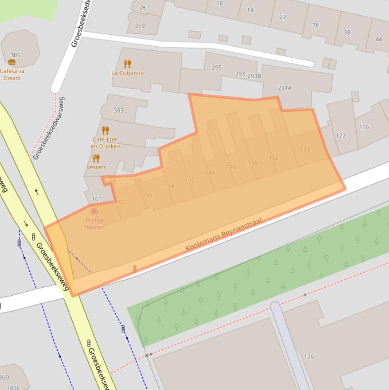 Kaart van postcodegebied 6521EZ.