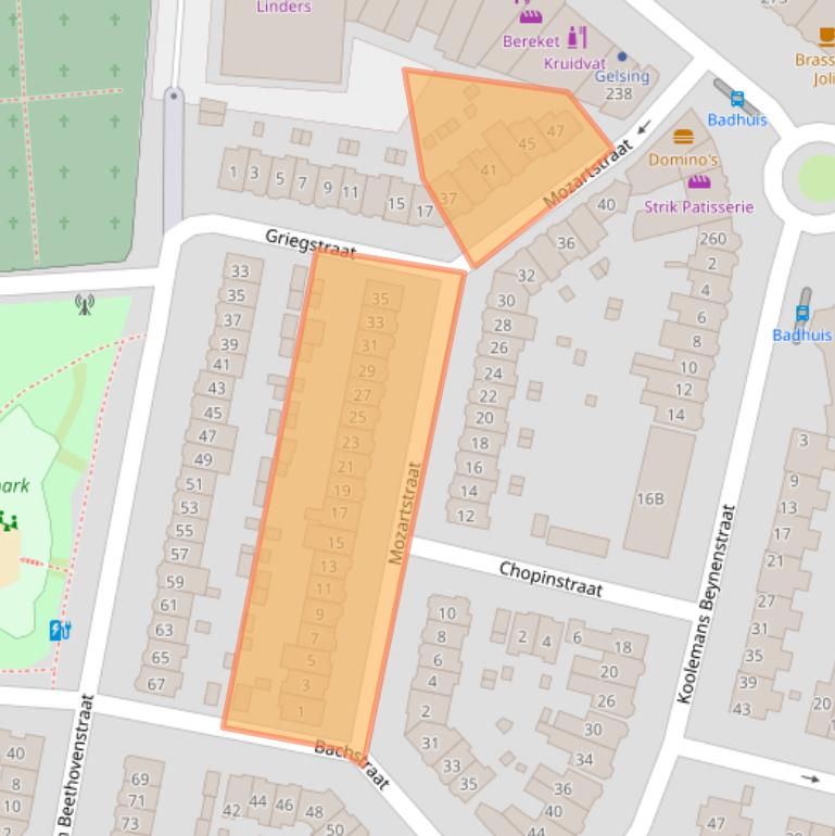 Kaart van postcodegebied 6521GB.