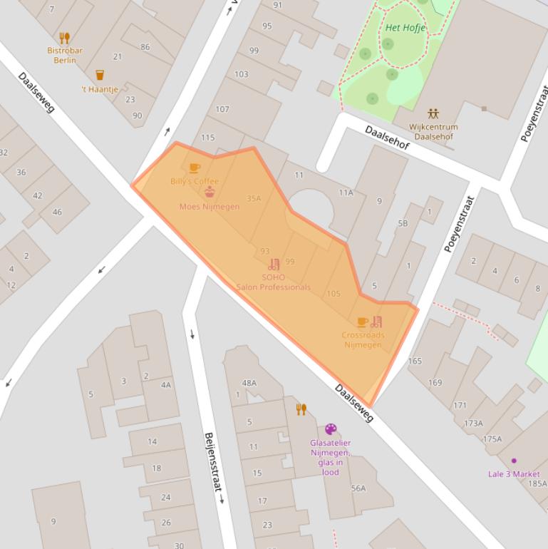 Kaart van postcodegebied 6521GG.