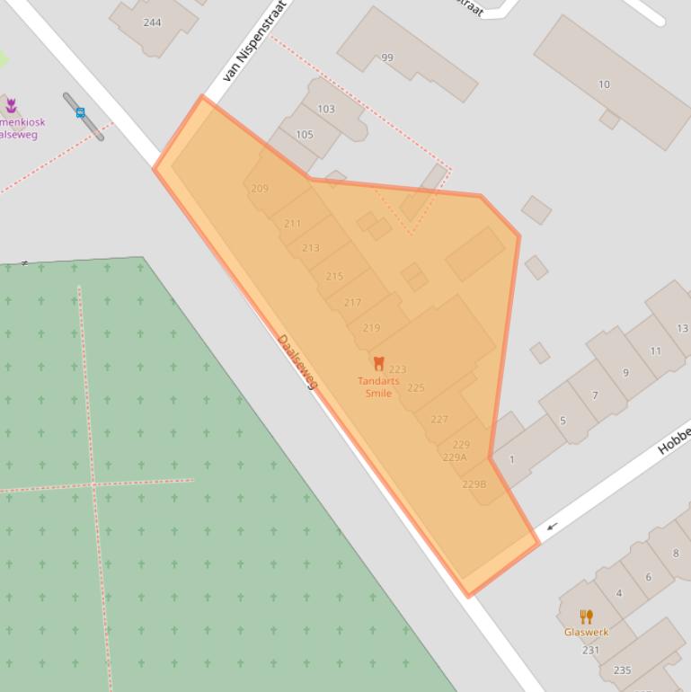 Kaart van postcodegebied 6521GJ.