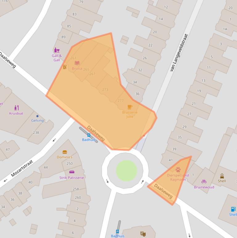 Kaart van postcodegebied 6521GL.