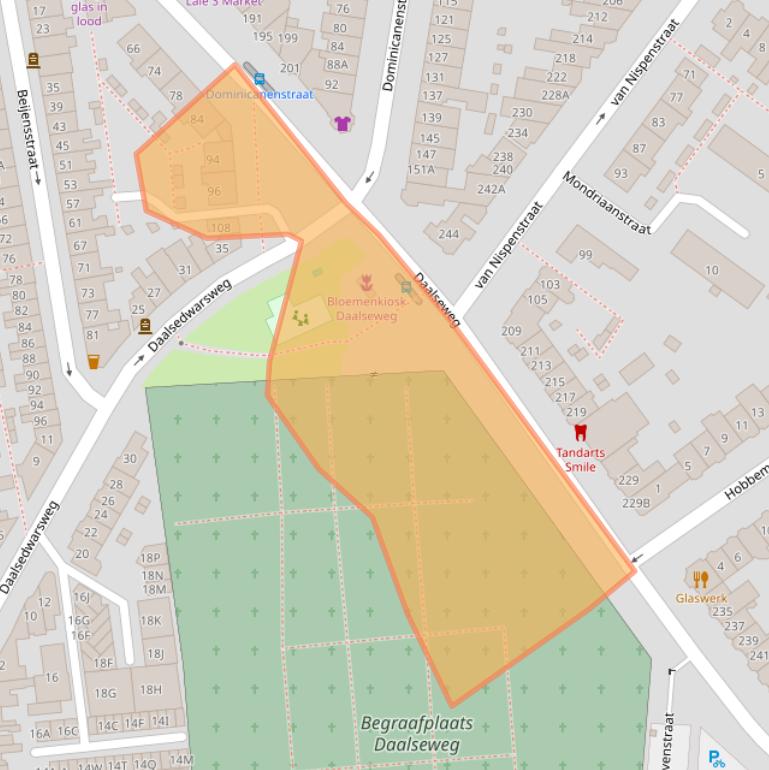 Kaart van postcodegebied 6521GP.