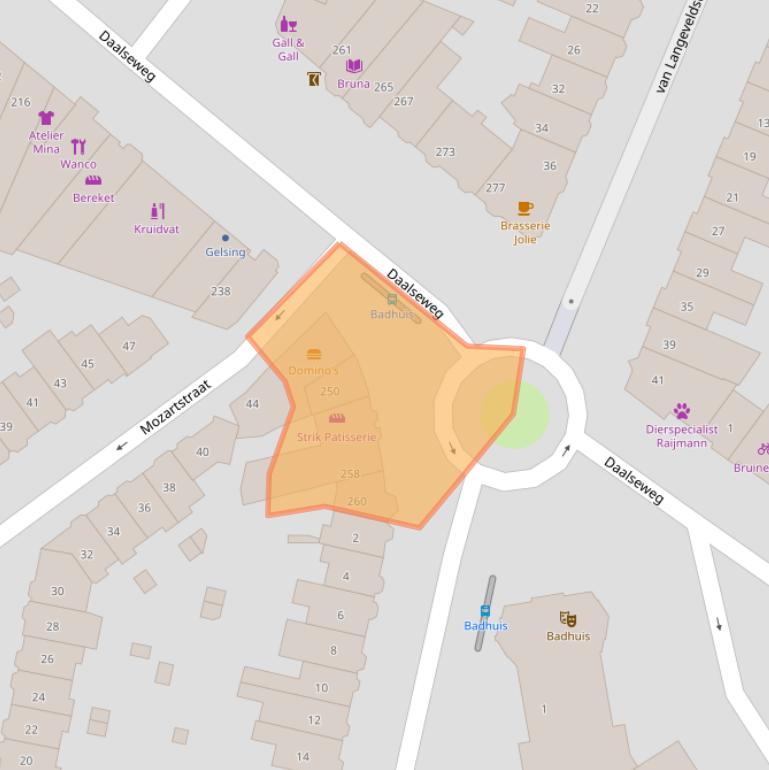 Kaart van postcodegebied 6521GS.