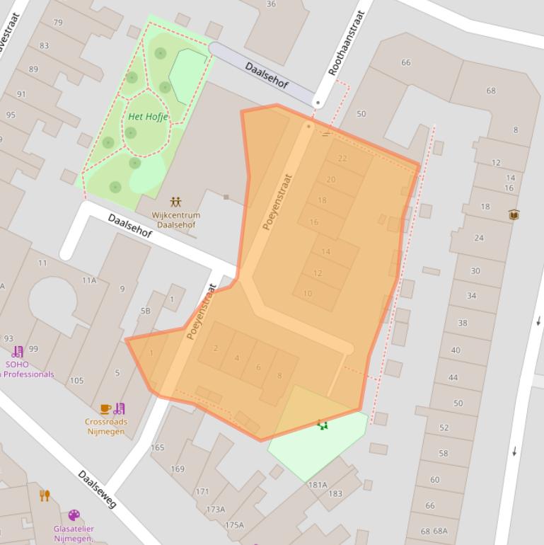 Kaart van postcodegebied 6521GW.