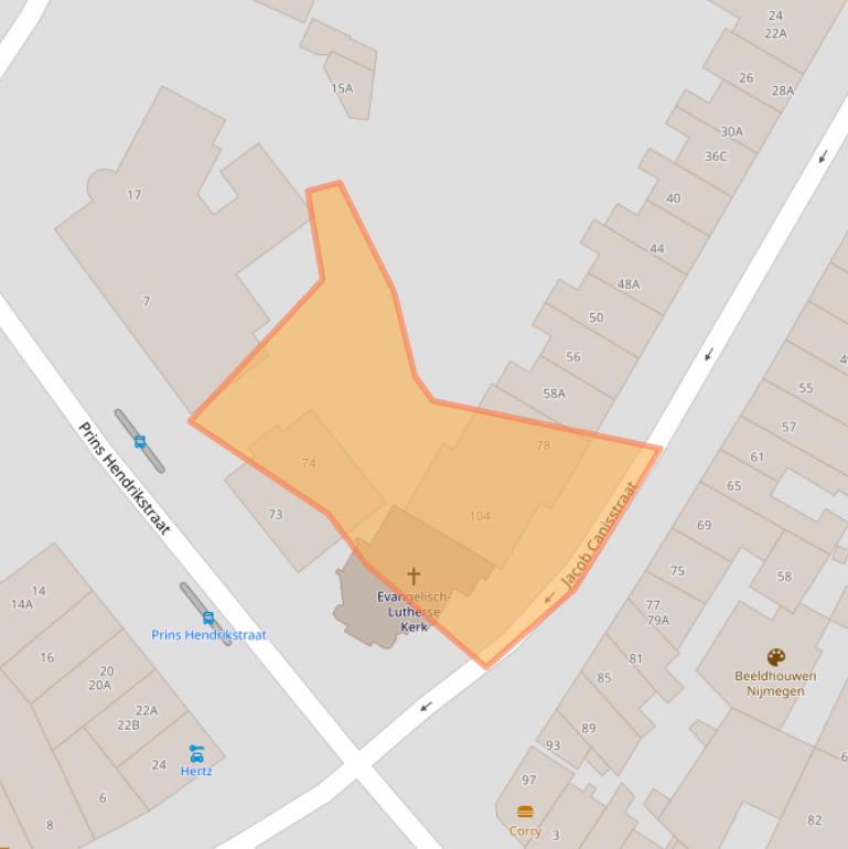 Kaart van postcodegebied 6521HX.