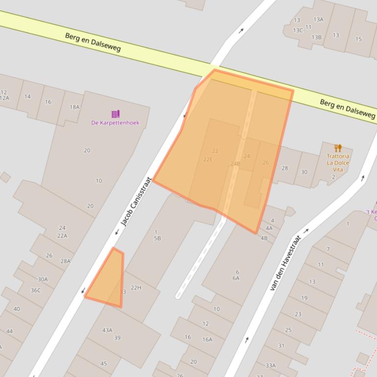 Kaart van postcodegebied 6521JG.