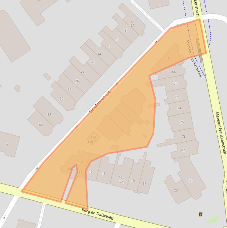 Kaart van postcodegebied 6521JK.