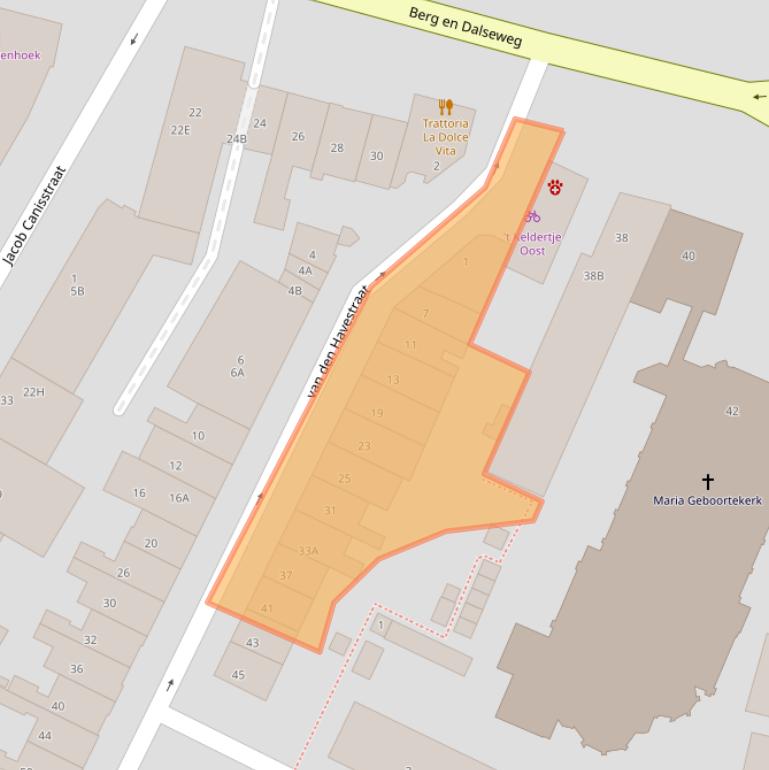 Kaart van postcodegebied 6521JN.