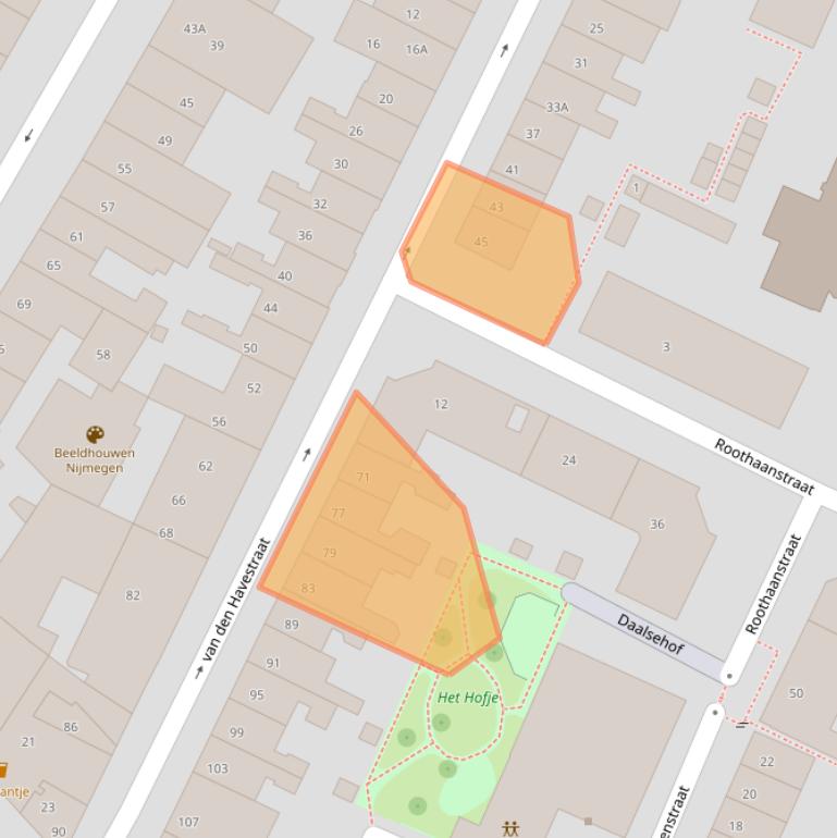 Kaart van postcodegebied 6521JP.