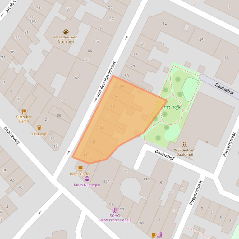 Kaart van postcodegebied 6521JR.