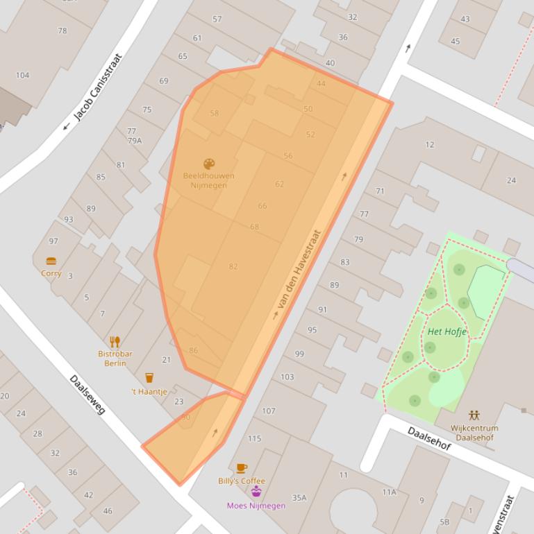 Kaart van postcodegebied 6521JT.
