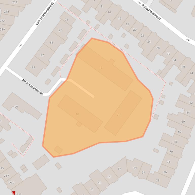 Kaart van postcodegebied 6521KZ.