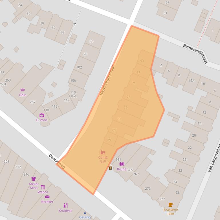 Kaart van postcodegebied 6521LM.