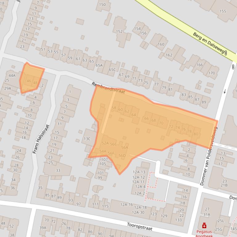 Kaart van postcodegebied 6521MG.