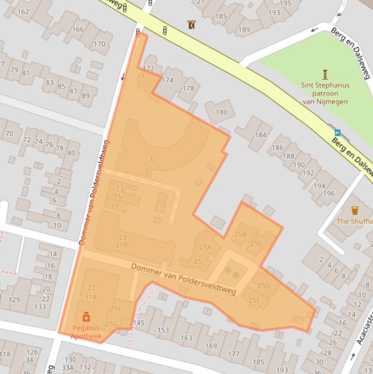 Kaart van postcodegebied 6521NC.