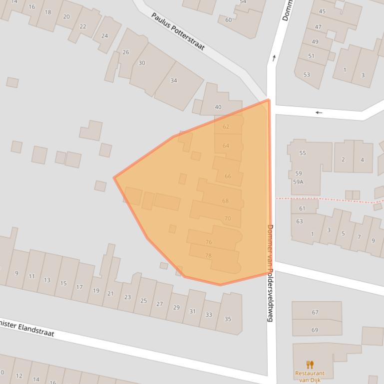 Kaart van postcodegebied 6523DB.