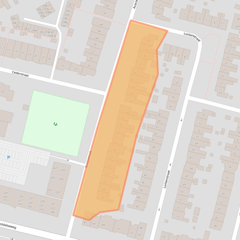 Kaart van postcodegebied 6523DL.