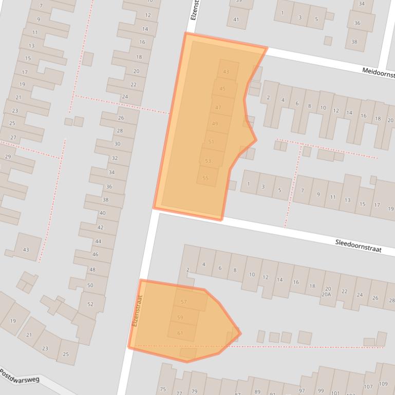 Kaart van postcodegebied 6523ET.