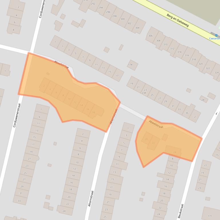 Kaart van postcodegebied 6523JB.