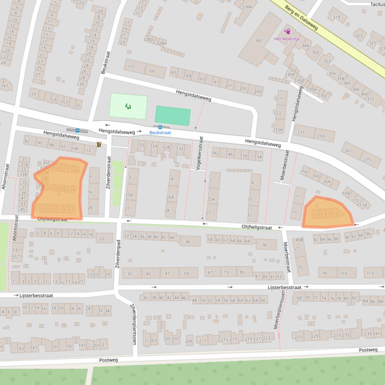 Kaart van postcodegebied 6523KC.