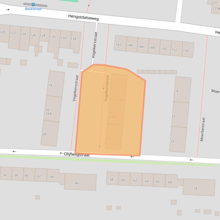 Kaart van postcodegebied 6523KJ.