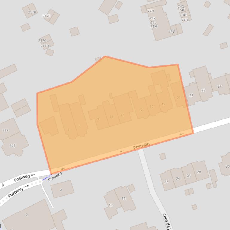 Kaart van postcodegebied 6523KP.