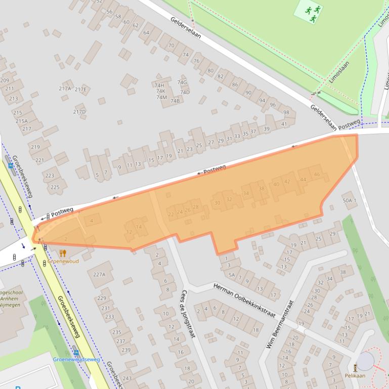 Kaart van postcodegebied 6523LC.