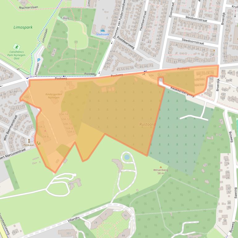 Kaart van postcodegebied 6523LD.