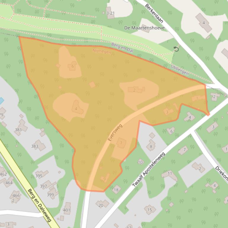 Kaart van postcodegebied 6523LT.