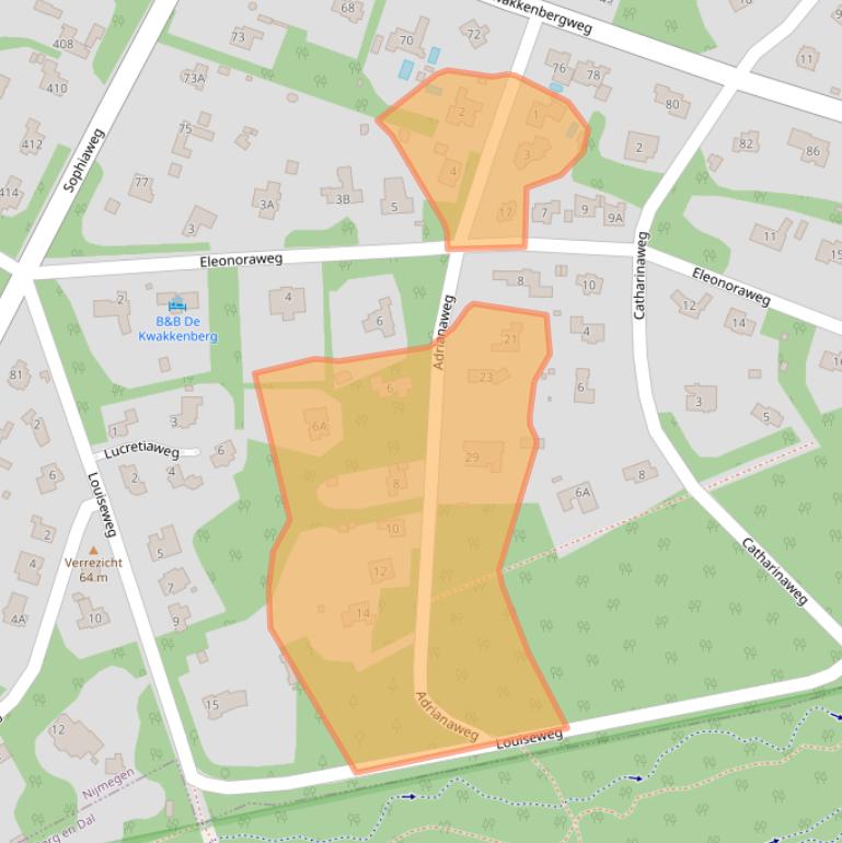 Kaart van postcodegebied 6523MV.