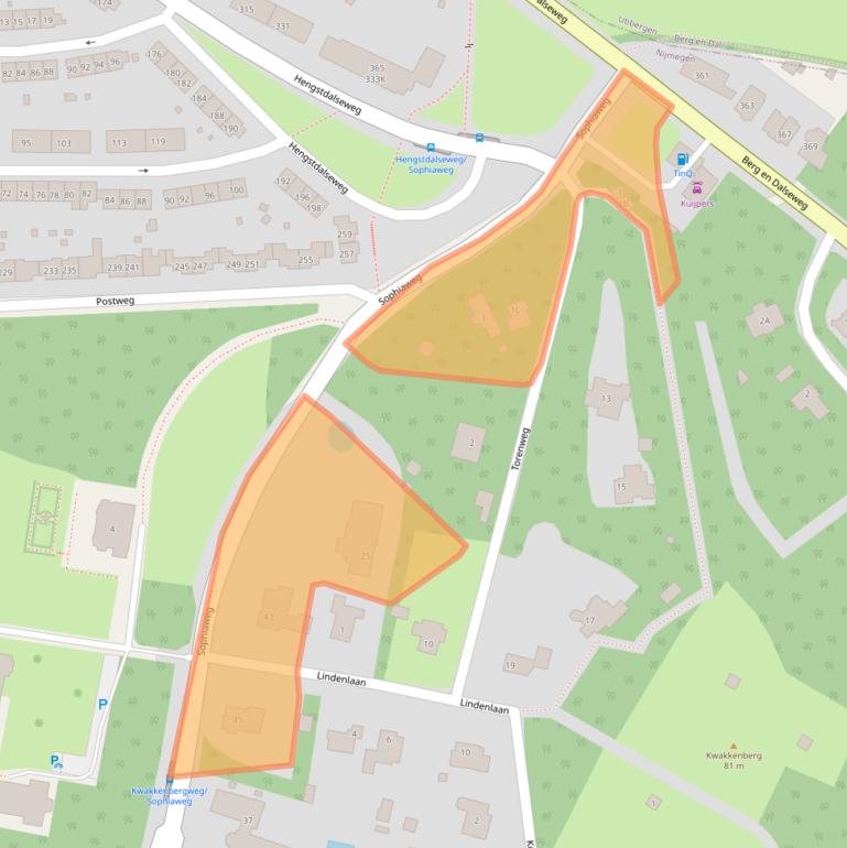 Kaart van postcodegebied 6523NE.