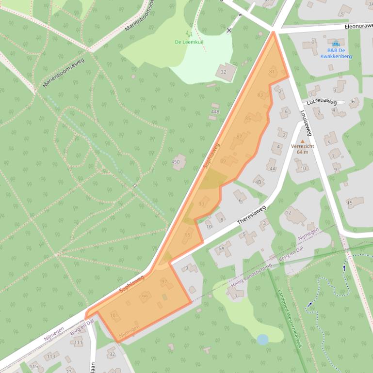 Kaart van postcodegebied 6523NH.