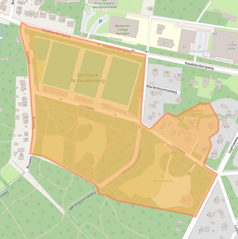Kaart van postcodegebied 6523NK.
