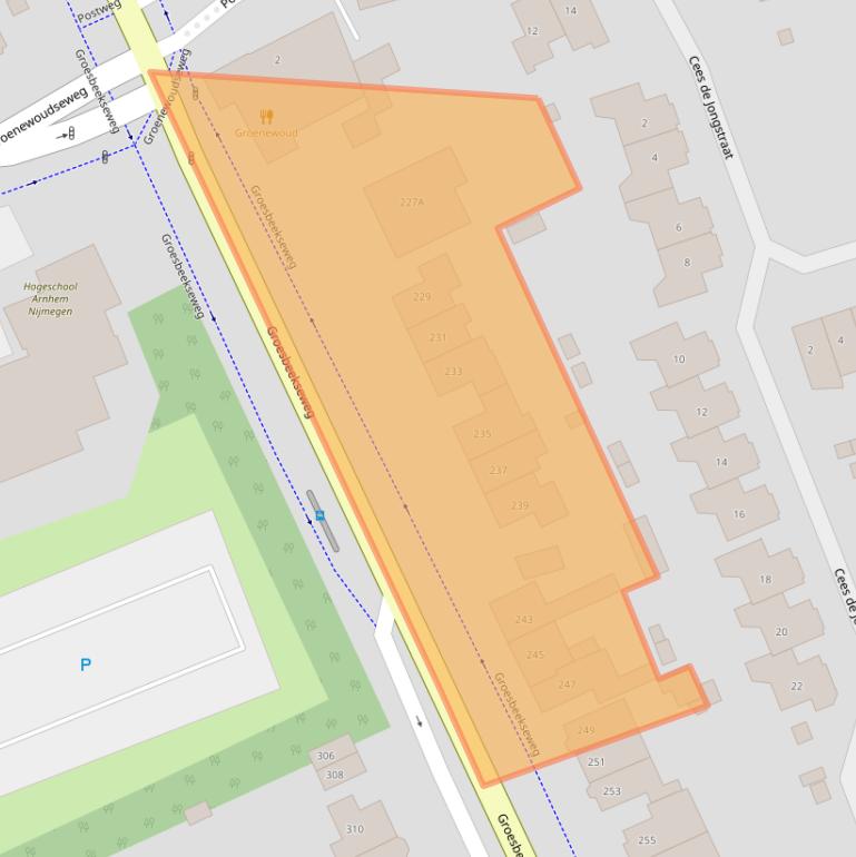 Kaart van postcodegebied 6523NW.