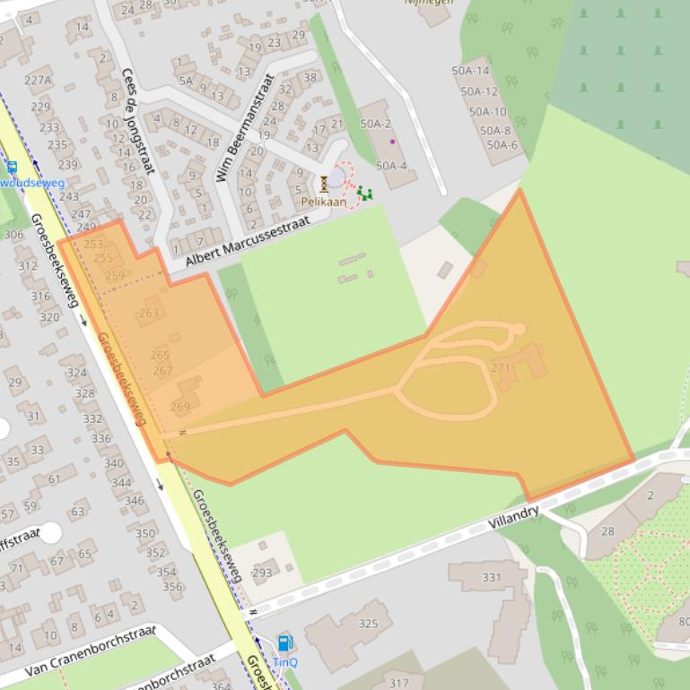 Kaart van postcodegebied 6523NX.