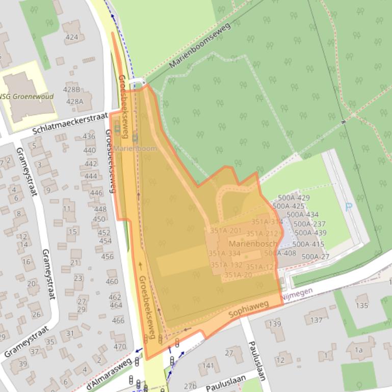 Kaart van postcodegebied 6523PB.