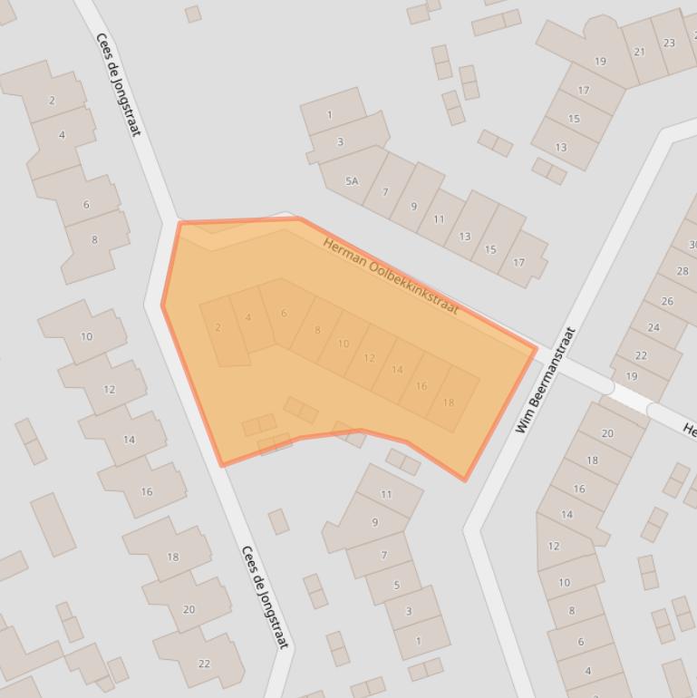 Kaart van postcodegebied 6523RB.