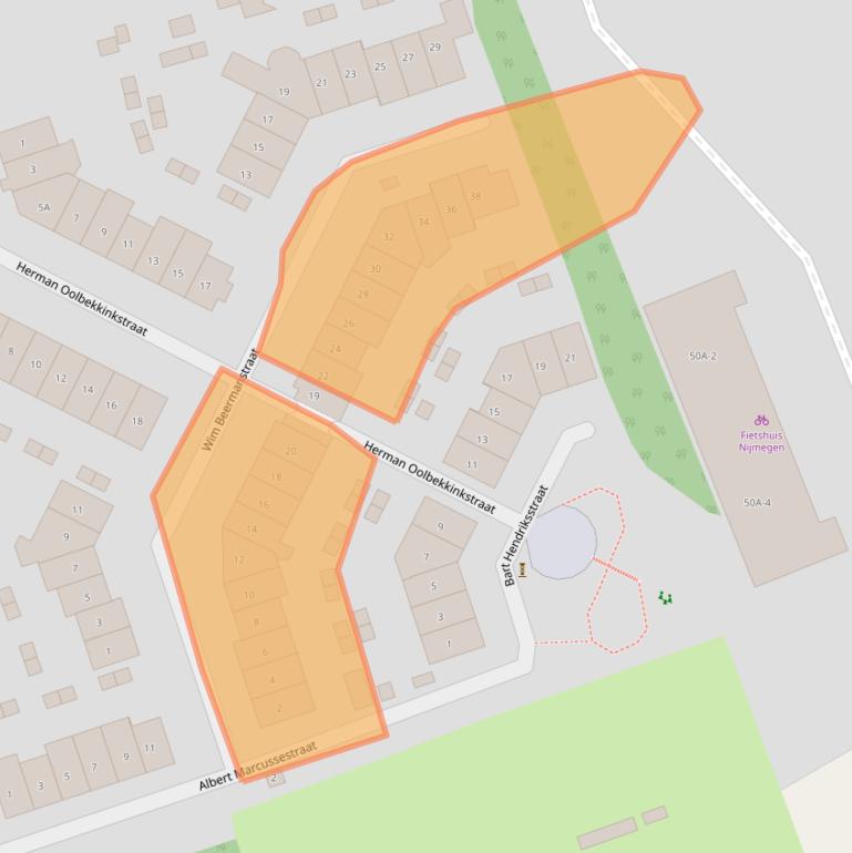 Kaart van postcodegebied 6523RD.