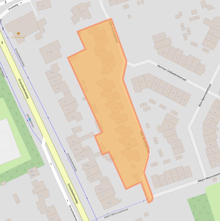 Kaart van postcodegebied 6523RG.