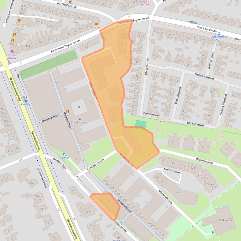 Kaart van postcodegebied 6523RJ.
