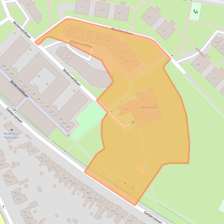 Kaart van postcodegebied 6523RL.