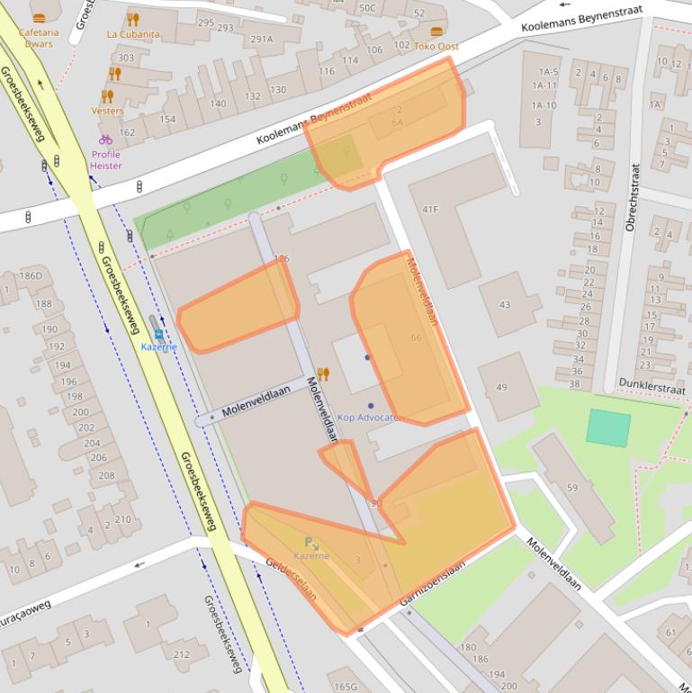 Kaart van postcodegebied 6523RM.