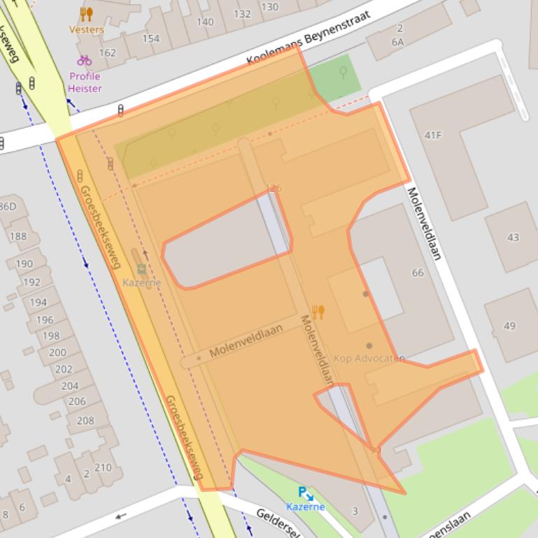 Kaart van postcodegebied 6523RN.