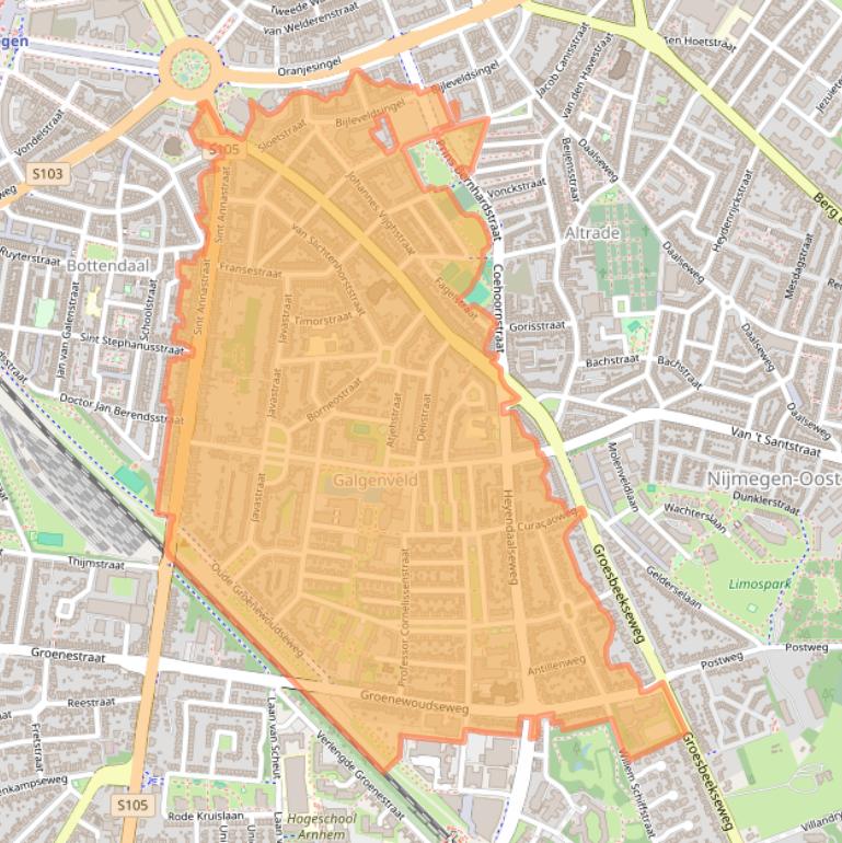 Kaart van postcodegebied 6524.