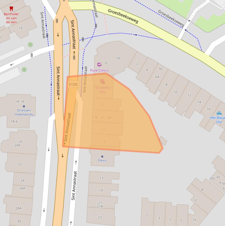 Kaart van postcodegebied 6524EB.