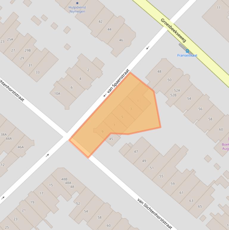 Kaart van postcodegebied 6524HH.