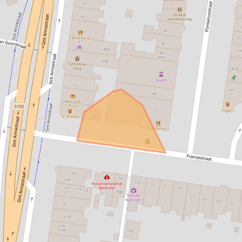 Kaart van postcodegebied 6524JE.